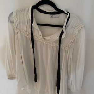 Zara, S, beautiful off white shirt with black